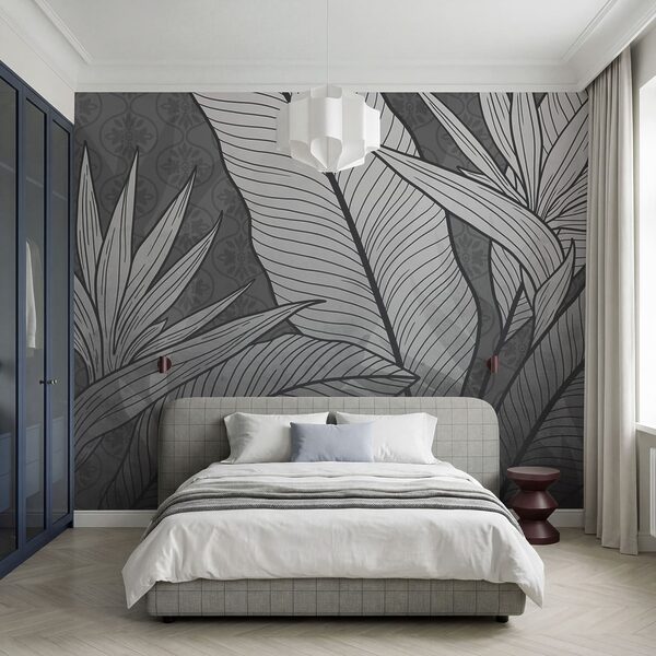 Wall mural - Intricate foliage in monochrome palette
