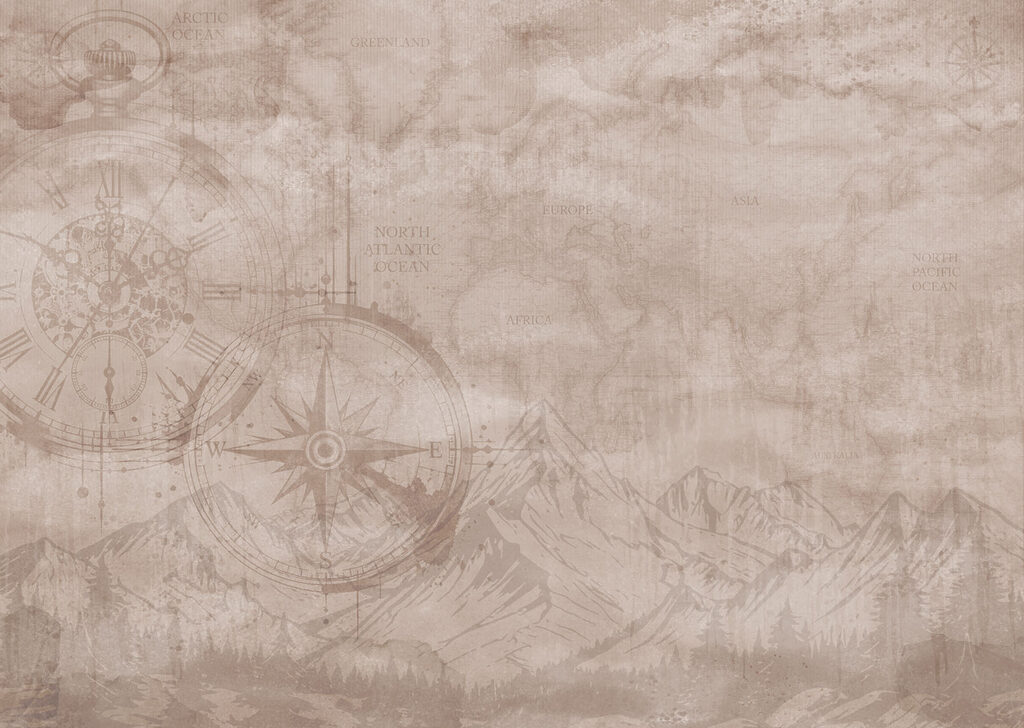 Map of mountains and a compass