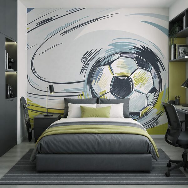 Wall mural Football ball in motion