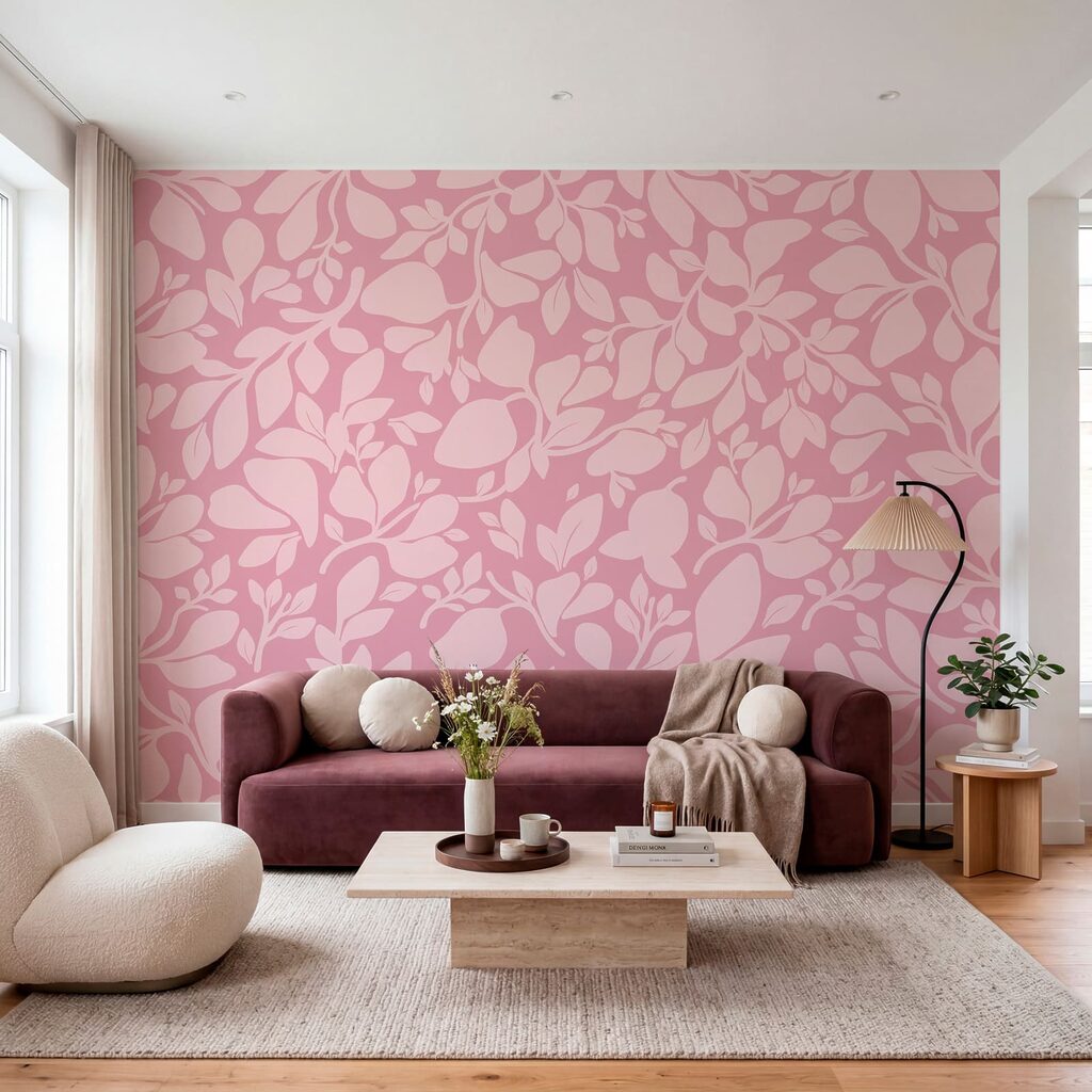 Pink pattern with leaves Pink pattern with leaves
