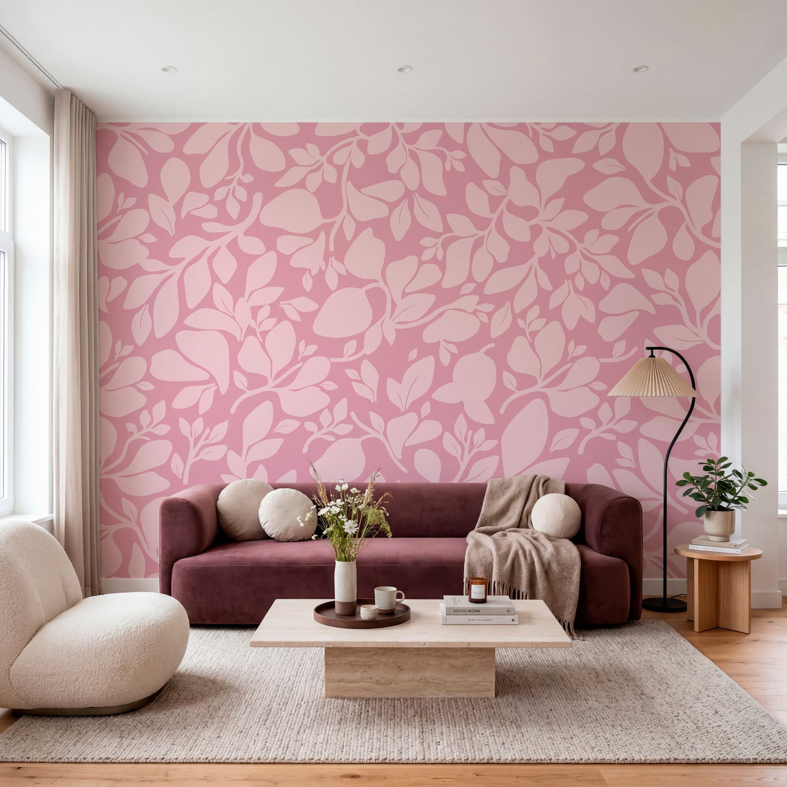 Pink pattern with leaves Pink pattern with leaves