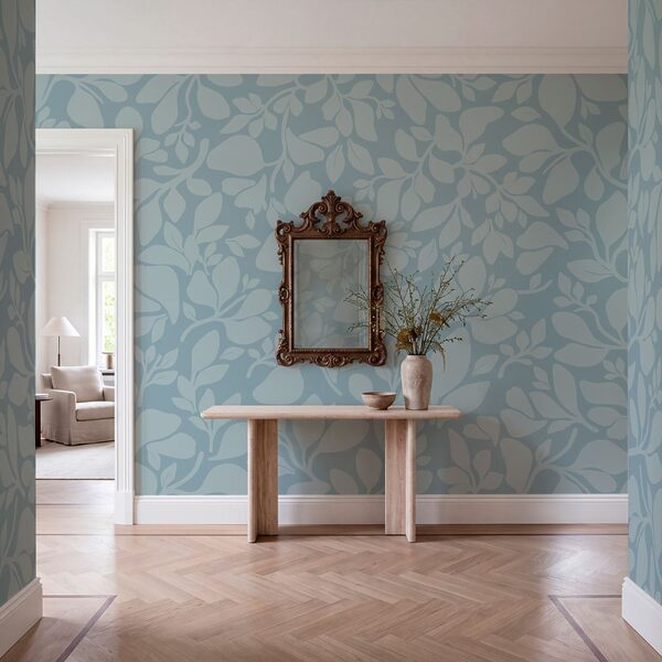 Pattern of leaves on a blue background Pattern of leaves on a blue background