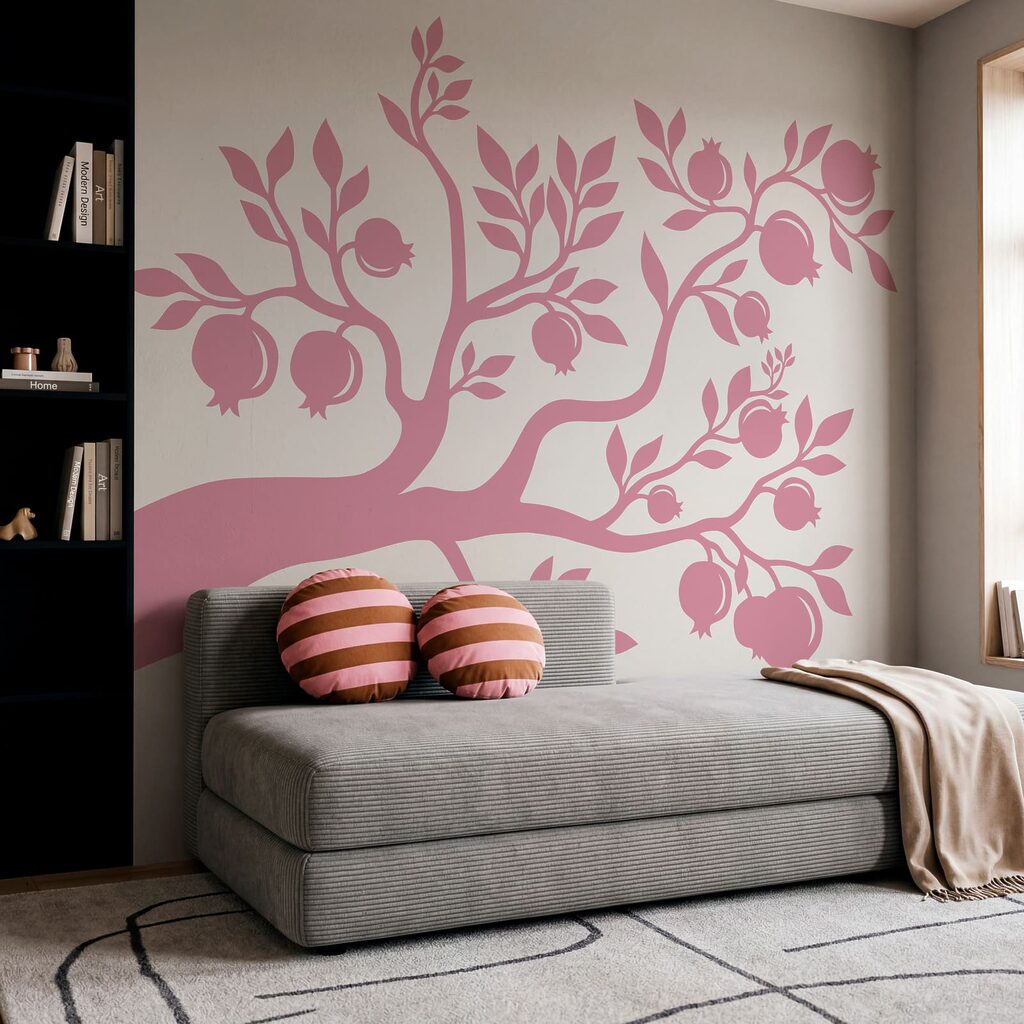 Tree with pink branches and fruit Tree with pink branches and fruit