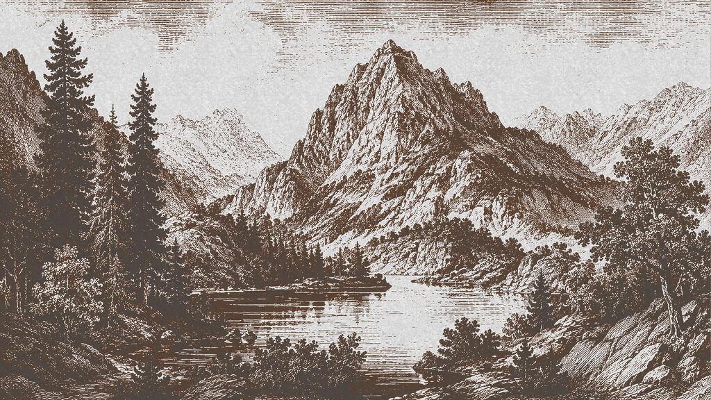 Mountain range with trees and a lake Mountain range with trees and a lake