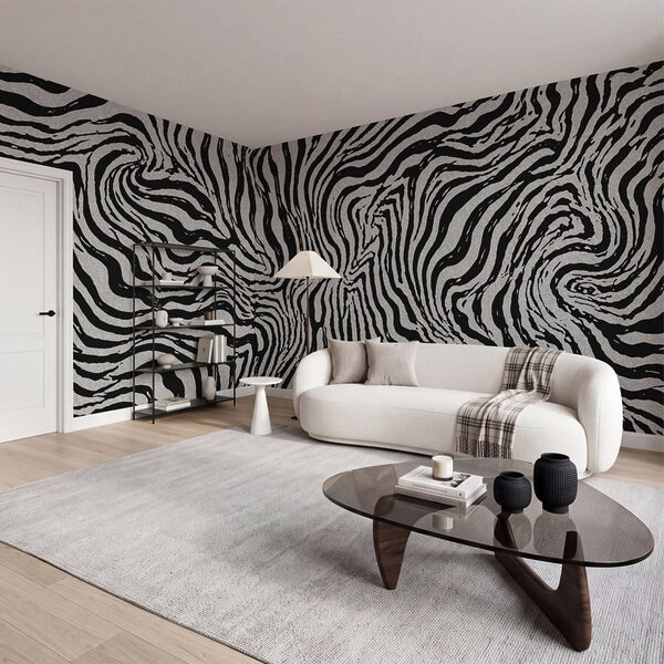 Wall mural Black and white striped pattern (SKU: t00969) Wall mural Wall mural Black and white striped pattern (SKU: t00969)