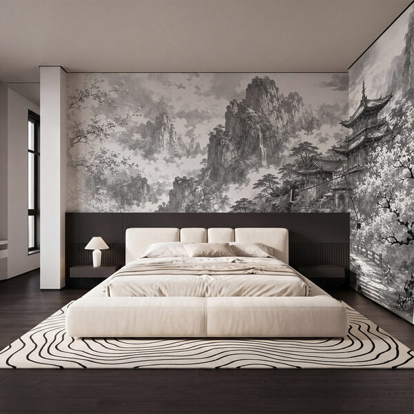 Wall mural Painting of a building on a mountain (SKU: t00973) Wall mural Wall mural Painting of a building on a mountain (SKU: t00973)