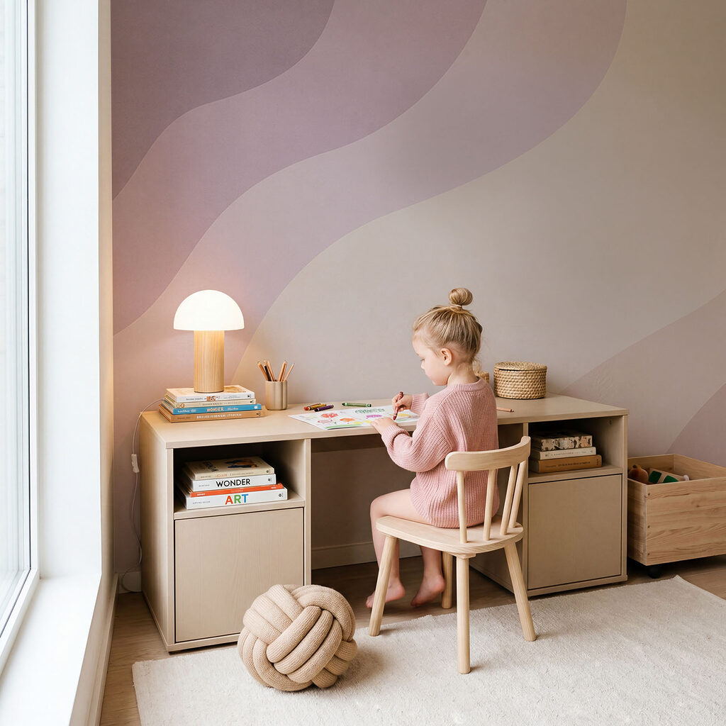 - Soft waves in gentle pastel hues - Soft waves in gentle pastel hues