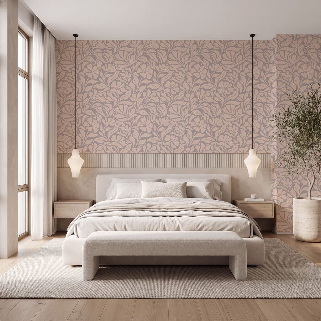 Pattern of flowers on a pink background