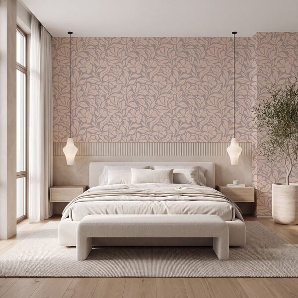 Pattern of flowers on a pink background