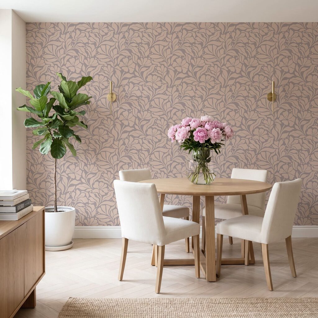 Pattern of flowers on a pink background