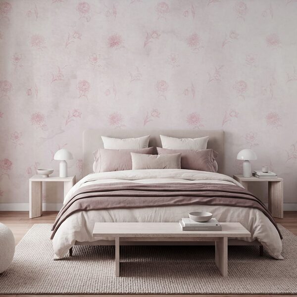 Pink flower pattern on a white surface Pink flower pattern on a white surface