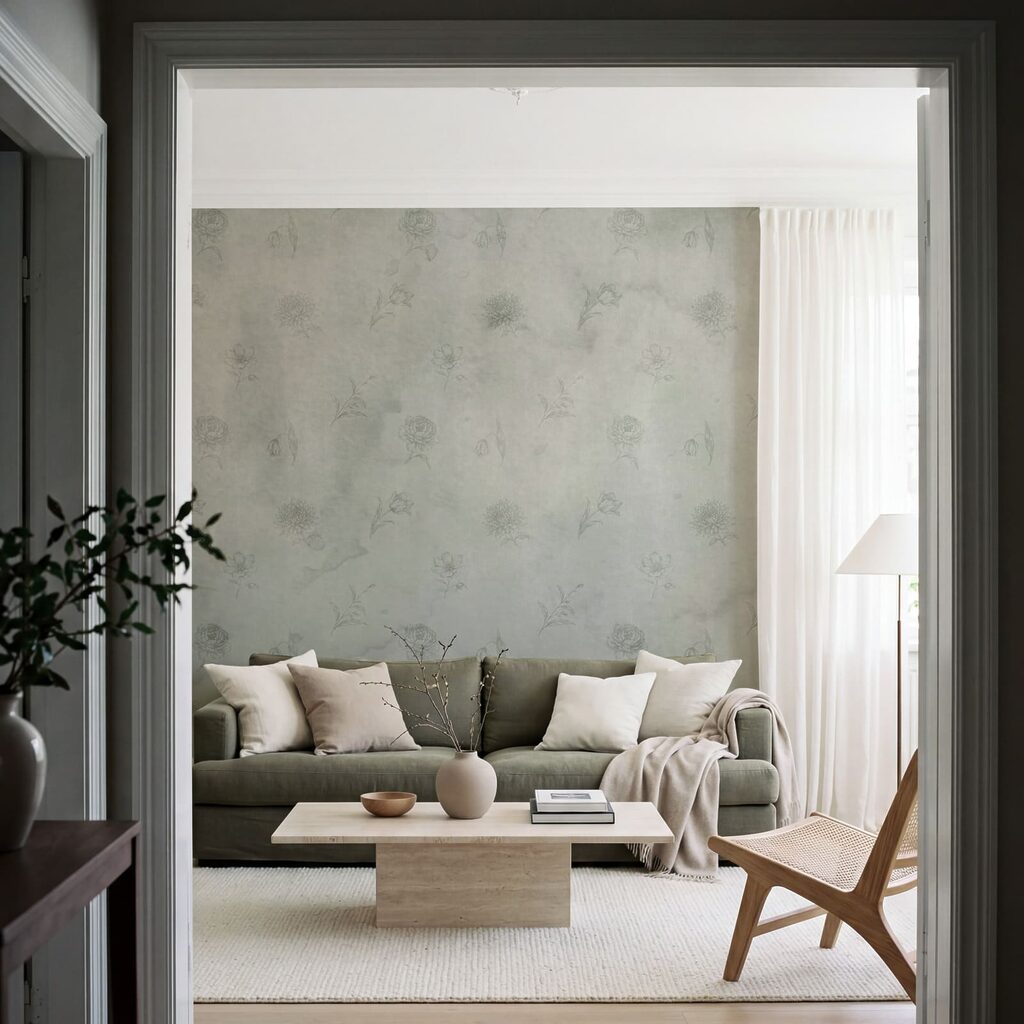 White and grey floral pattern