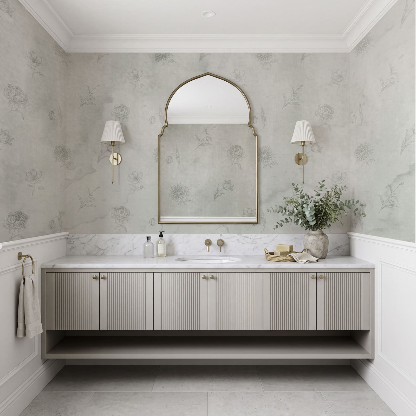 White and grey floral pattern