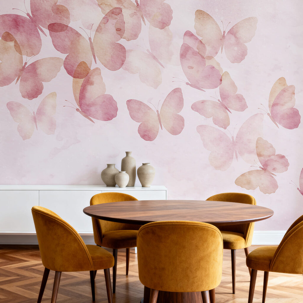 Group of butterflies on a pink background Group of butterflies on a pink background