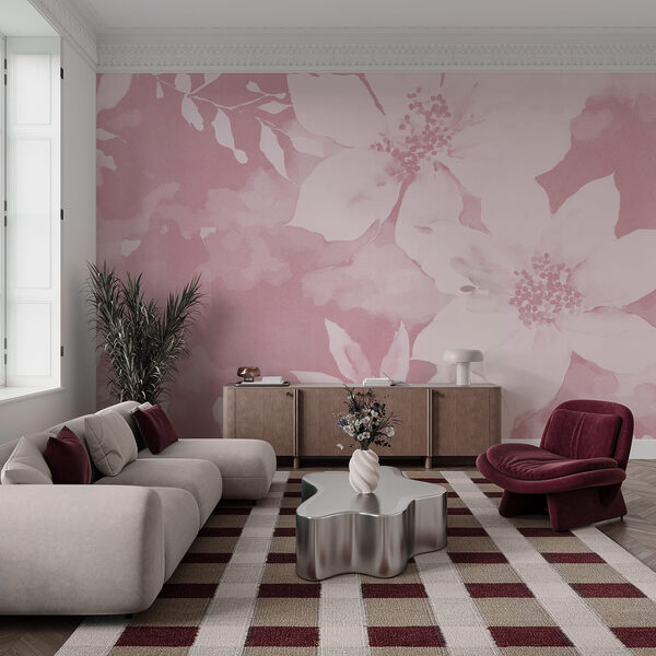 Pink floral pattern with white flowers Pink floral pattern with white flowers