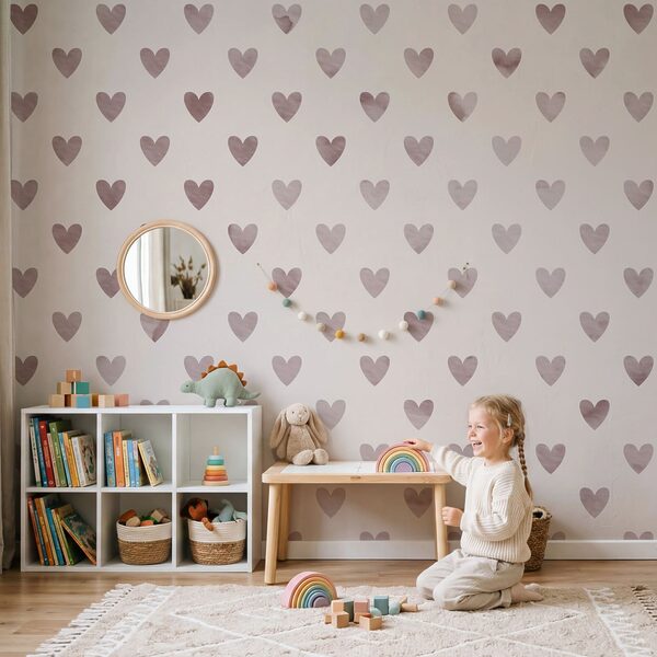 Pattern of hearts on a white background