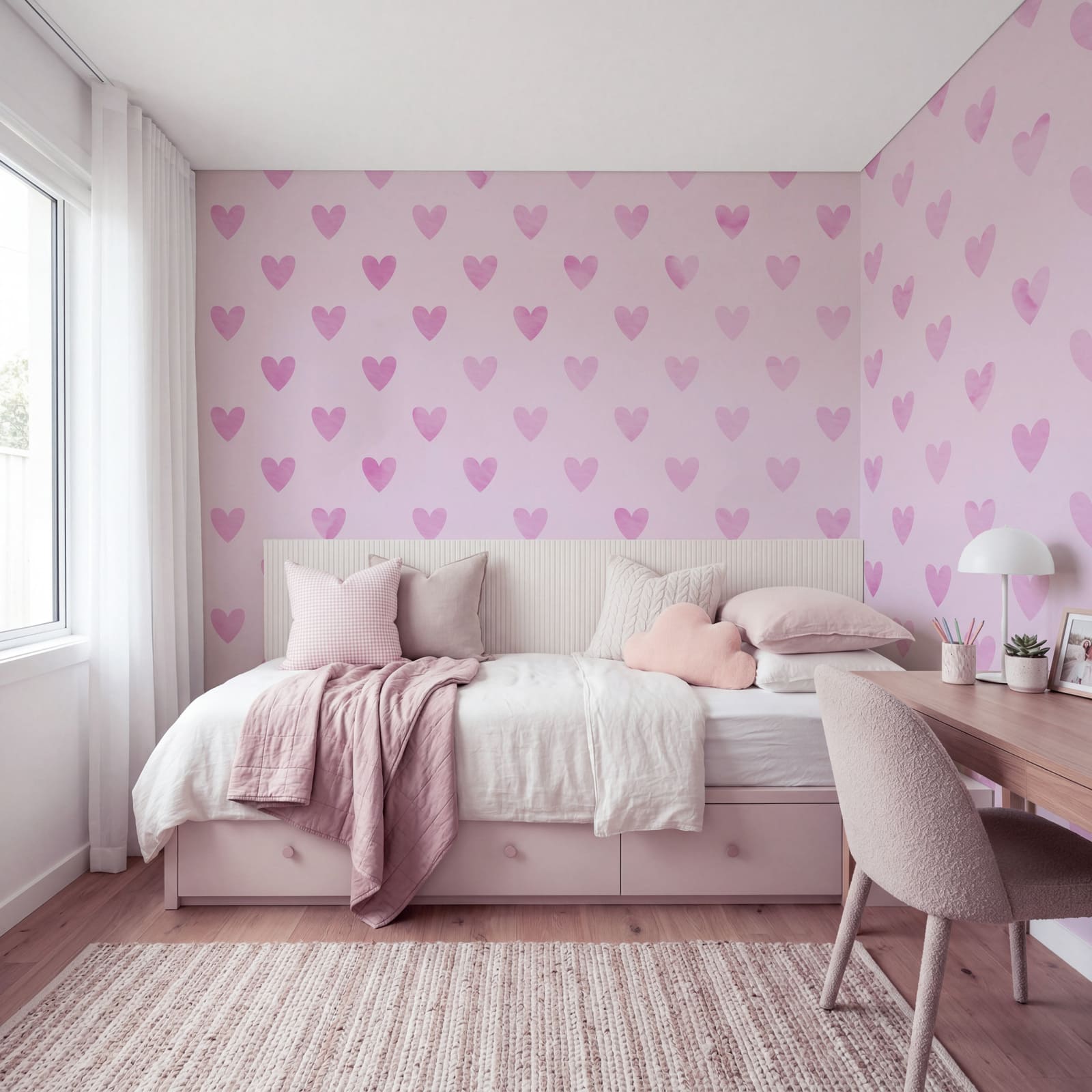 Pink hearts on a pink background Pink hearts on a pink background