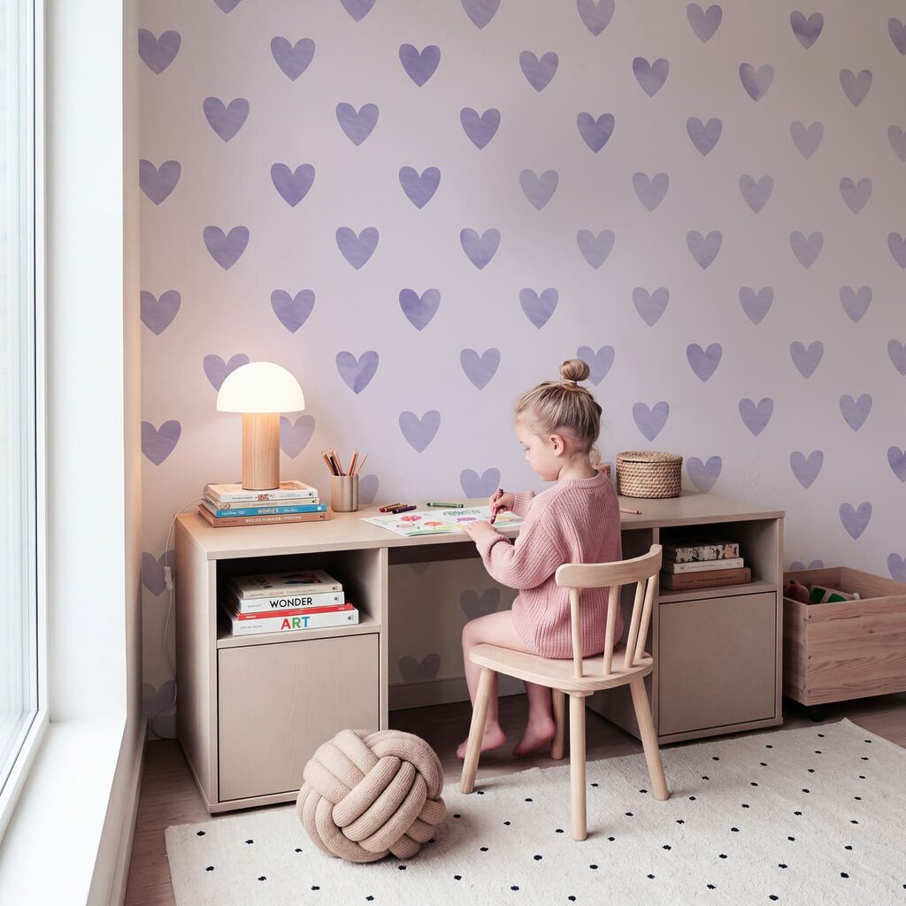 Purple hearts on a white background