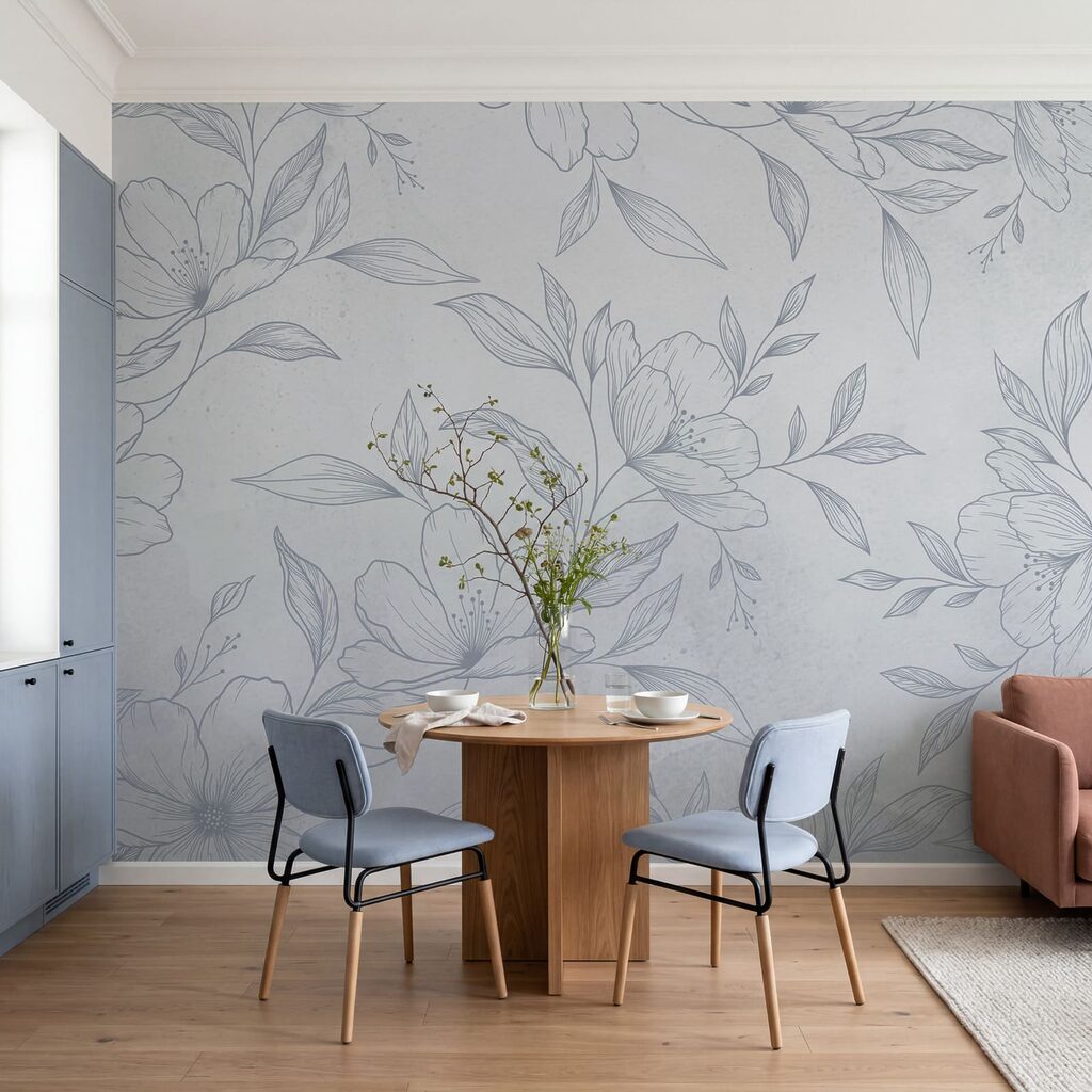 Pattern of flowers and leaves