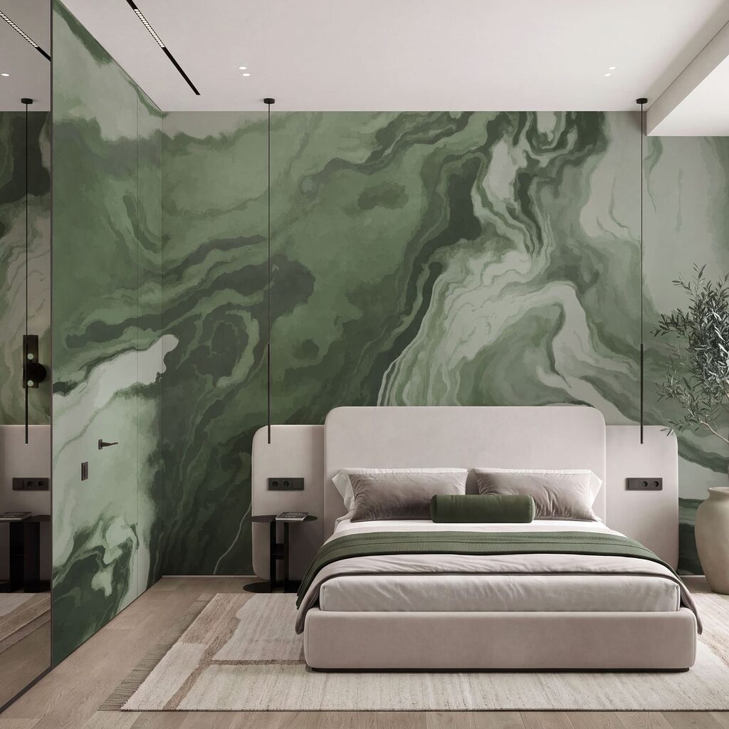 Green and white swirls