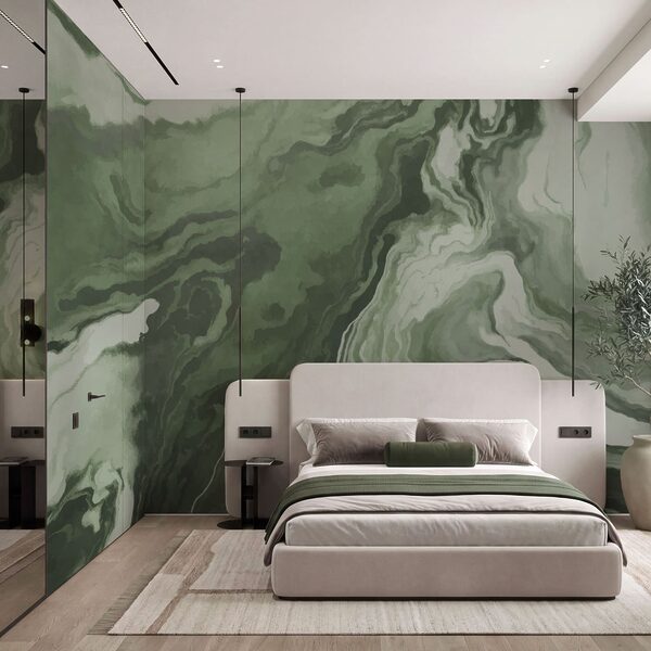 Green and white swirls