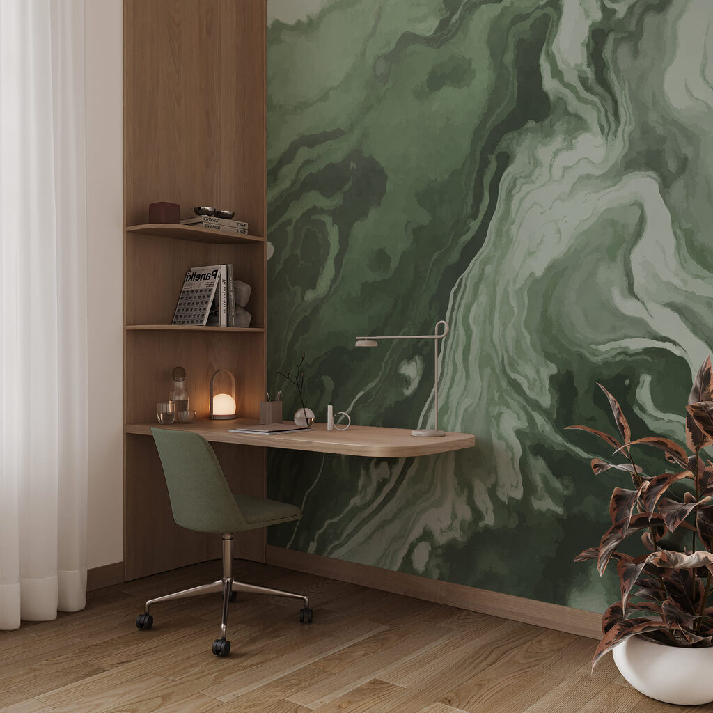 Green and white swirls