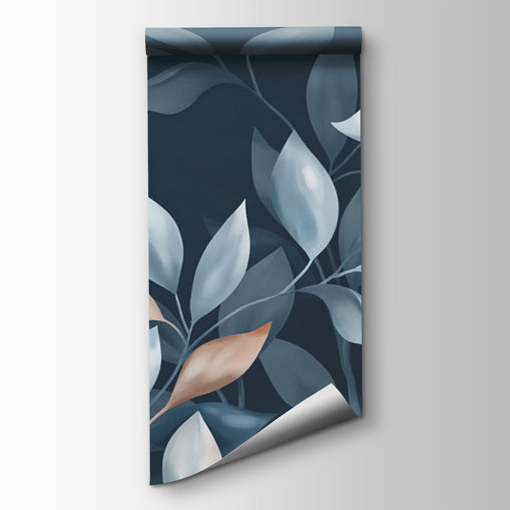 Blue and white leaves on a blue background Blue and white leaves on a blue background