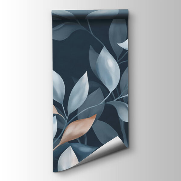 Blue and white leaves on a blue background Blue and white leaves on a blue background