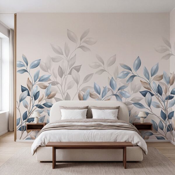 Graceful leaves in soft hues Wall mural Graceful leaves in soft hues