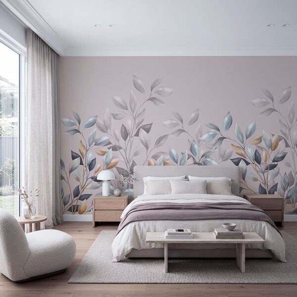 Soft leaves in gentle hues Wall mural Soft leaves in gentle hues