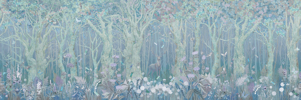 Painting of a deer in a forest