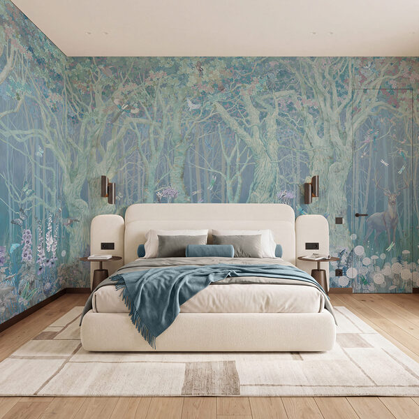 Painting of a deer in a forest