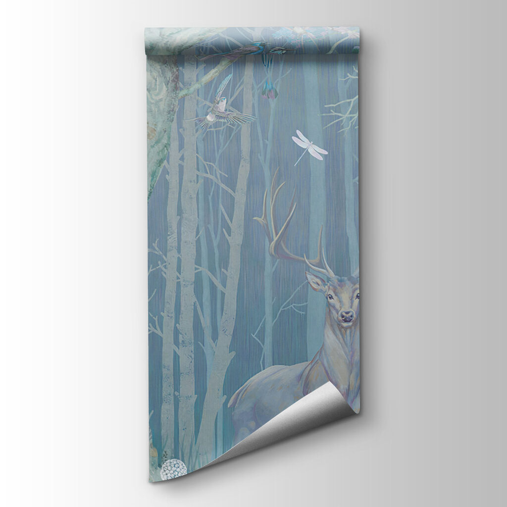 Painting of a deer in a forest