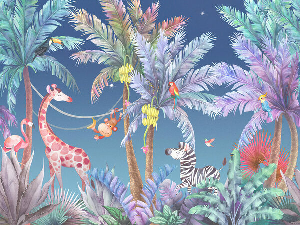 Giraffe and zebra in a jungle Giraffe and zebra in a jungle