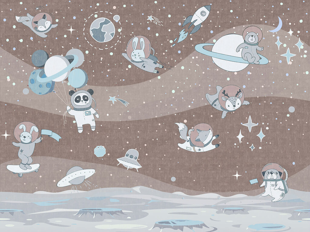 Cartoon space scene with planets and stars Cartoon space scene with planets and stars