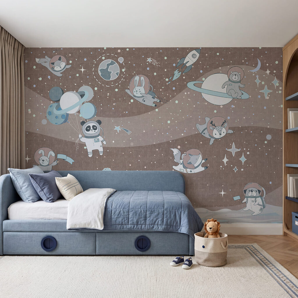 Cartoon space scene with planets and stars Cartoon space scene with planets and stars