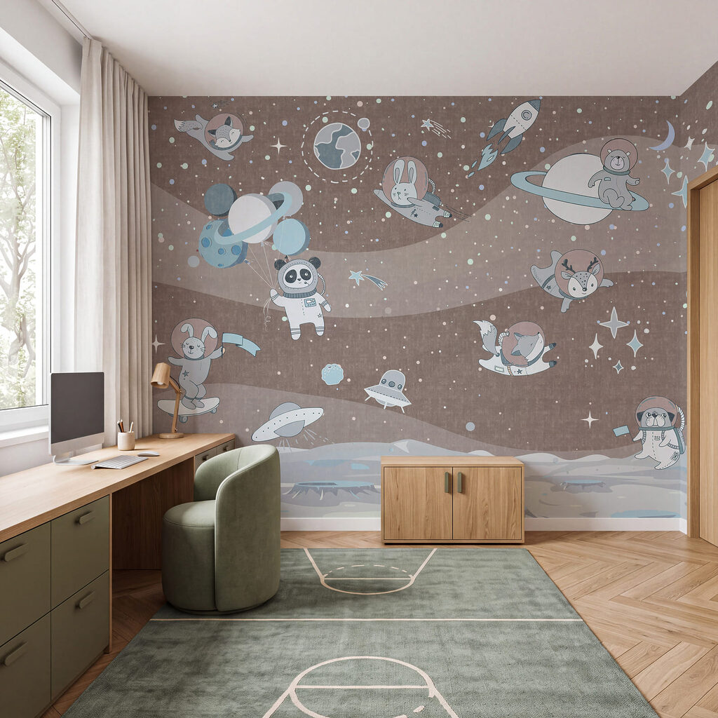 Cartoon space scene with planets and stars Cartoon space scene with planets and stars