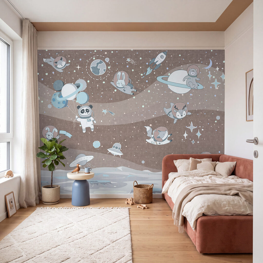 Cartoon space scene with planets and stars Cartoon space scene with planets and stars