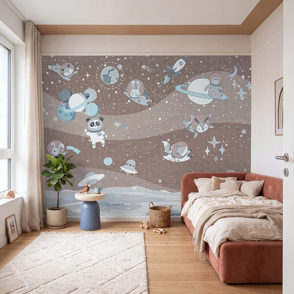 Cartoon space scene with planets and stars Cartoon space scene with planets and stars