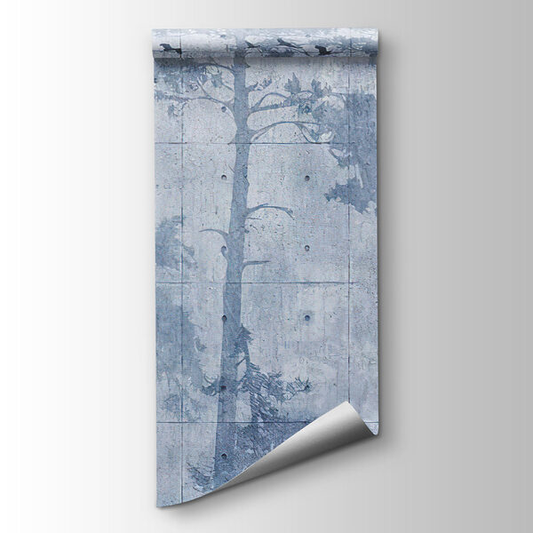 Group of trees with birds flying