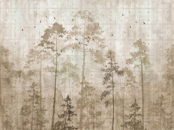Group of trees with birds flying Group of trees with birds flying