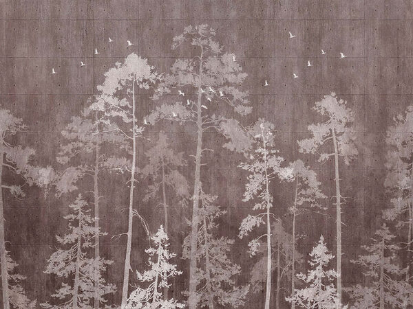 Group of trees with birds flying Group of trees with birds flying