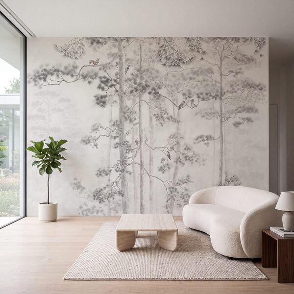 Painting of trees and birds Wall mural Painting of trees and birds