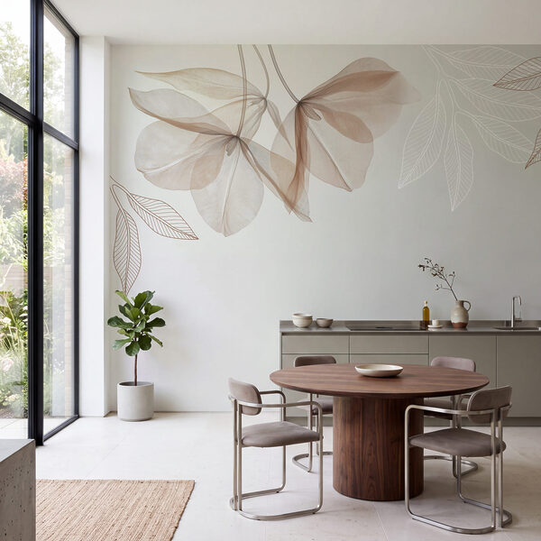 Delicate leaves in subtle hues Wall mural Delicate leaves in subtle hues