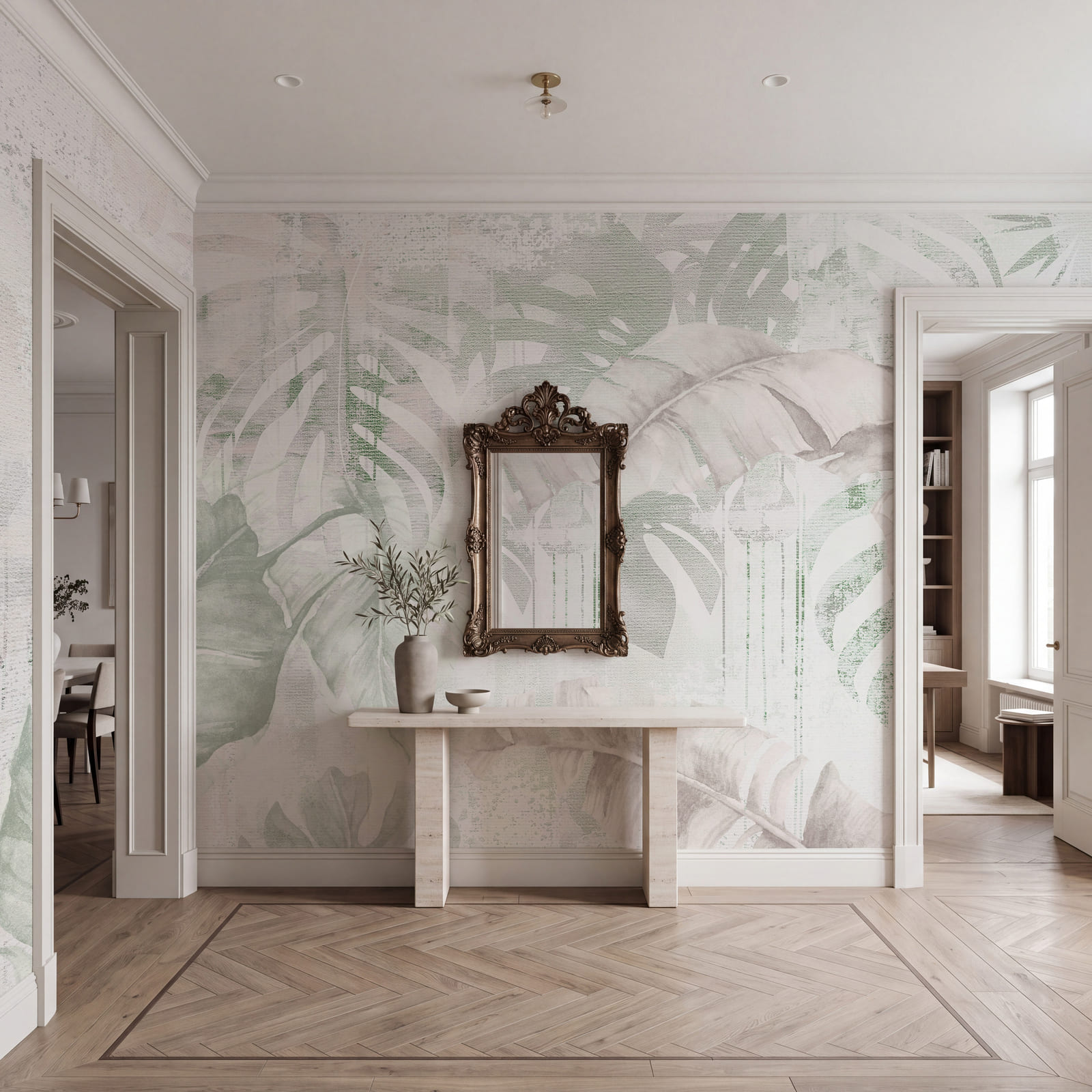 Serene tropical foliage design