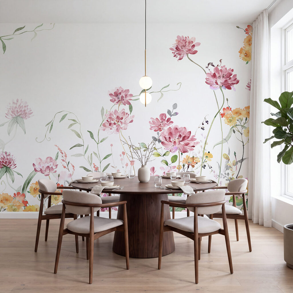 Painting of flowers and leaves