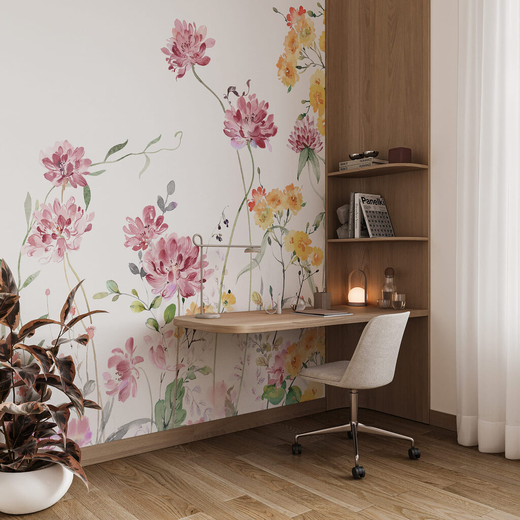 Painting of flowers and leaves