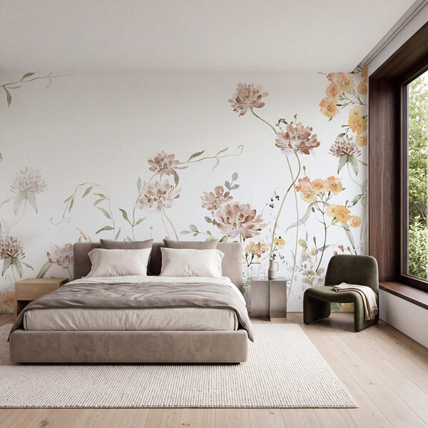 Painting of flowers and leaves Wall mural Painting of flowers and leaves