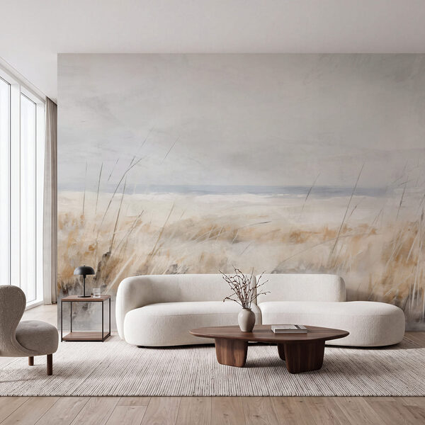 Painting of a beach with tall grass Wall mural Painting of a beach with tall grass