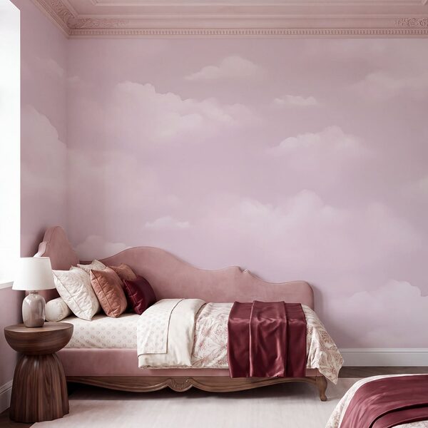 Pink sky with clouds Wall mural Pink sky with clouds